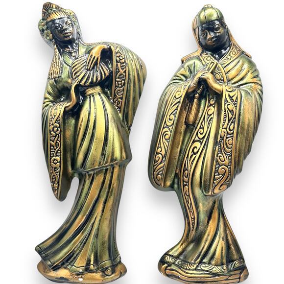 Other - MCM RARE Vintage Chalkware Plaster Asian theme Man & Woman Wall hanging